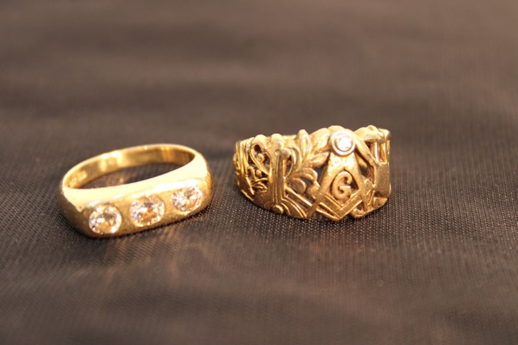 Sweet 14K Gold Masonic Ring With A Diamond And 14K Ring With 3 Diamonds 10 Dwt (1 of 4)