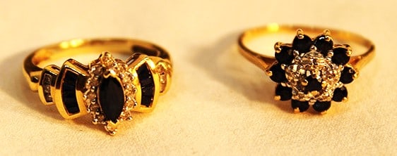 2 Beautiful 14K Gold Women's Ring With Diamond And Sapphires (1 of 5)