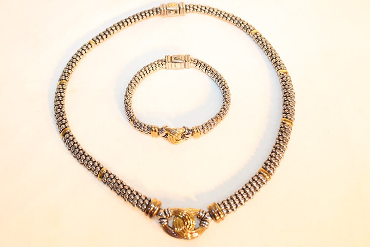 Lagos 18K And Sterling Bracelet And Necklace Set 117 Dwt 5.66 Ozt (1 of 7)