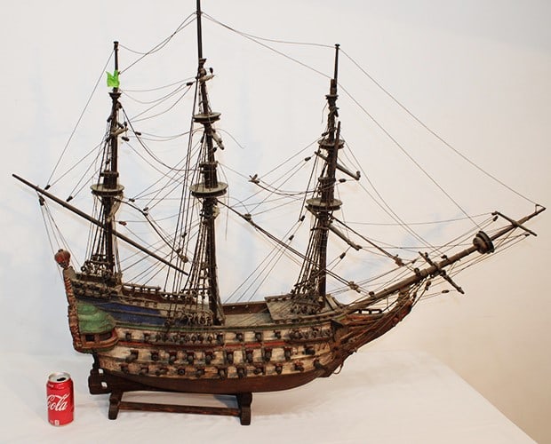 Incredible Large 19Th C. Detailed Scaled Model Of A Galleon Warship (1 of 8)