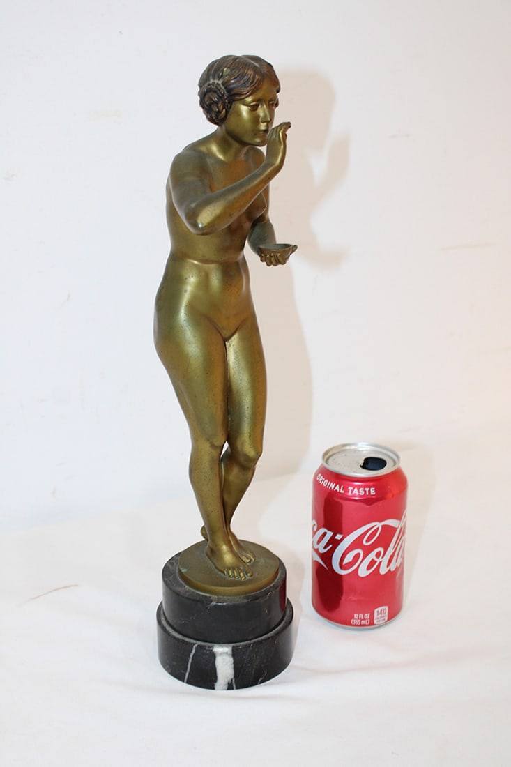 Wonderful Art Deco Bronze Nude Signed "Soding" (C.A. Soding): Wonderful art deco bronze nude signed "Soding" (C.A. Soding). Has a marble base, nice gilded finish, very well done. Estate fresh. 15.5" tall.