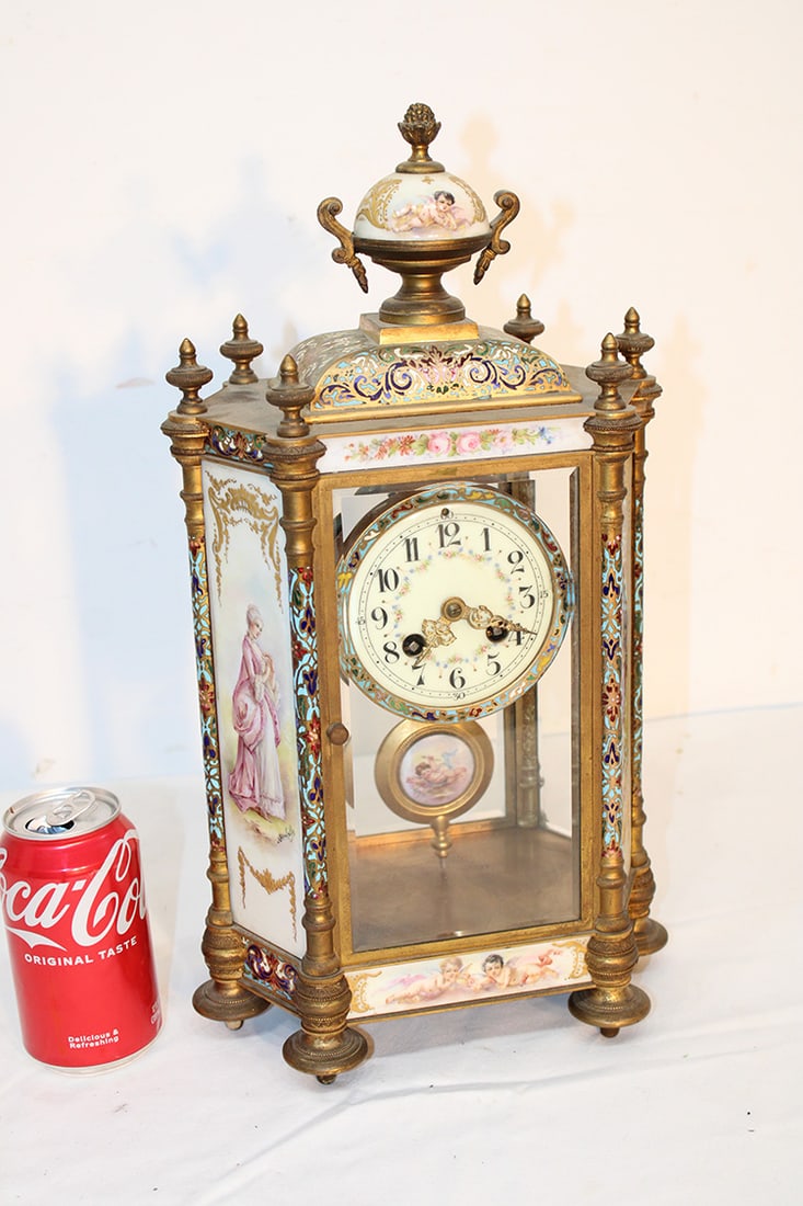 One Of The Nicest French Crystal Regulators With Limoge Panels (Hand Painted) (1 of 9)