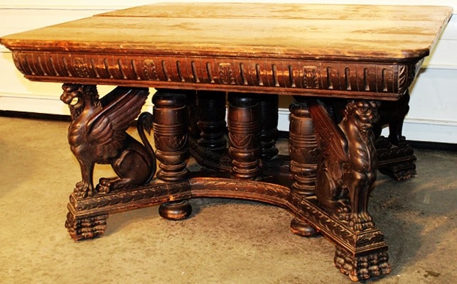 Oak Horner Dining Room Table With Full Standing Winged Griffins (1 of 7)