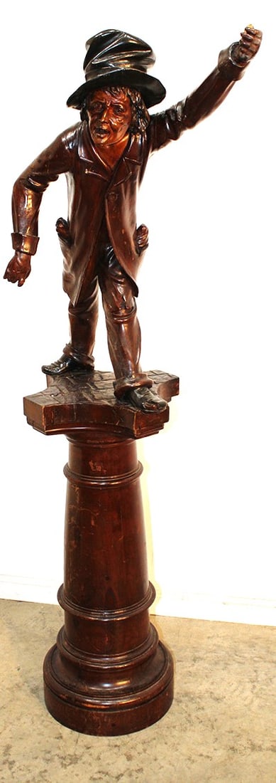 19Th C. Hand Carved Wooden Man Dressed In A Worn Out Suit Coat (1 of 10)