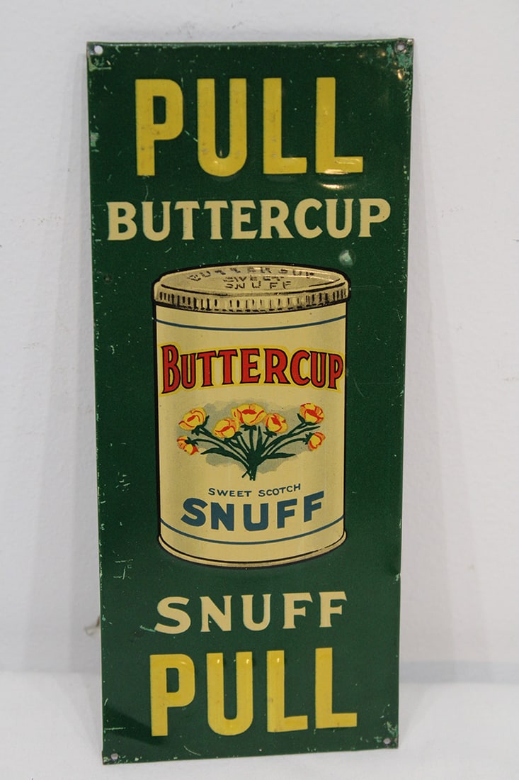 Antique Butternut Snuff Tin Litho Door Push Panel Sign (1 of 4)