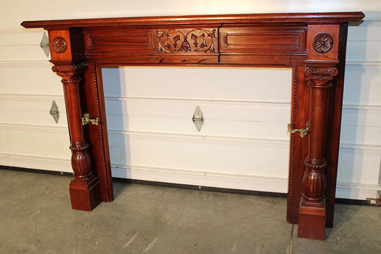 Classy Victorian Mahogany Fireplace Mantel With Large Carved Columns (1 of 5)