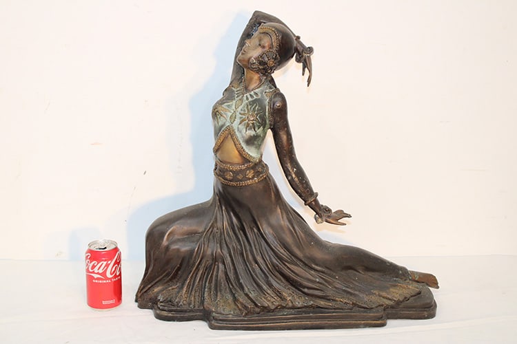Large Art Deco Bronze Sculpture "Clara" After Demetre Chiparus (1 of 7)