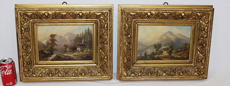 Great Pair Of 19Th C. Paintings Artist Signed Fahrmann 1887 (1 of 12)