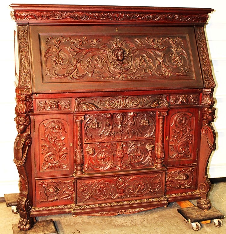 Unbelievable Horner Mahogany Drop Front Desk With Standing Maidens (1 of 11)