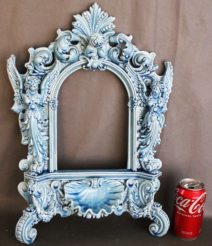 Wonderful Antique Hugo Lonitz Majolica Frame With Winged Angels, Cupids (1 of 7)