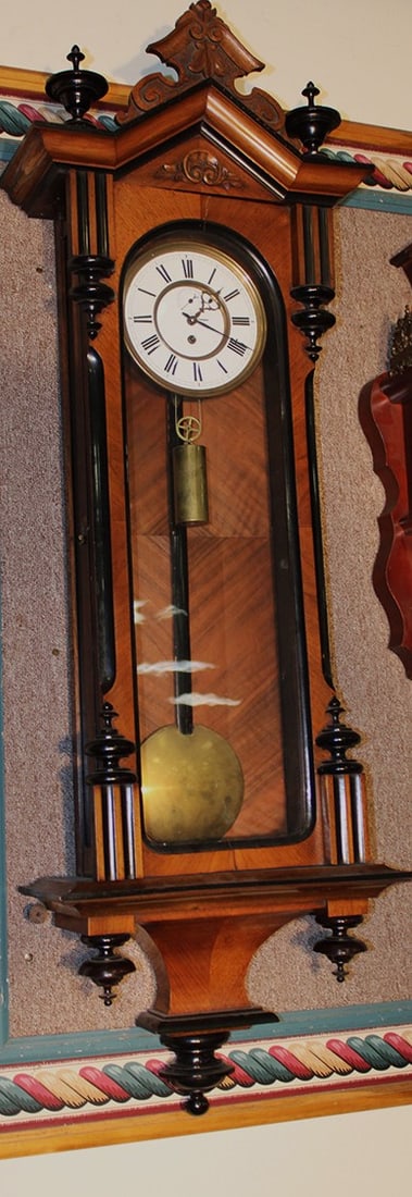 1 Weight Driven Vienna Regulator Clock With Original Black Accents (1 of 4)