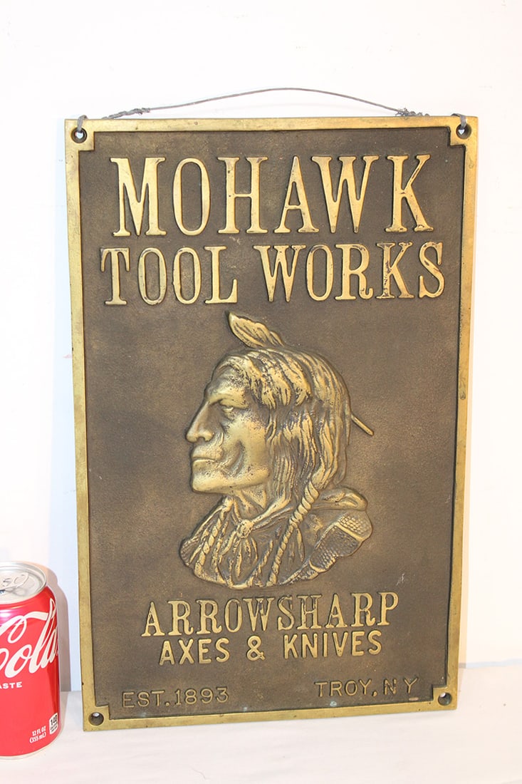 Antique Bronze Mohawk Tool Arrowsharp Axes And Knives Advertising Plaque (1 of 5)