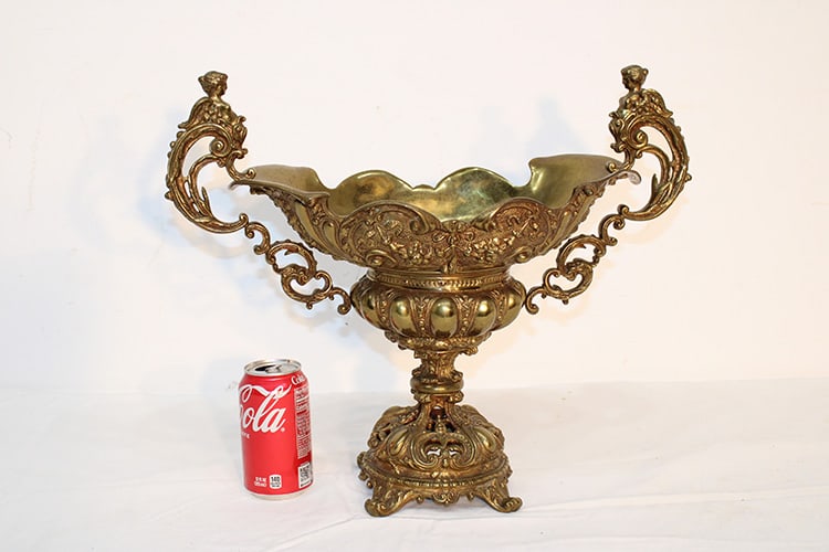 Exceptional Large Victorian Solid Brass Center Piece With Winged Angel (1 of 6)