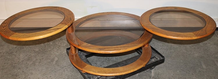 Mid Century Modern 3 Tier Oak Table With Swivel Section (1 of 3)