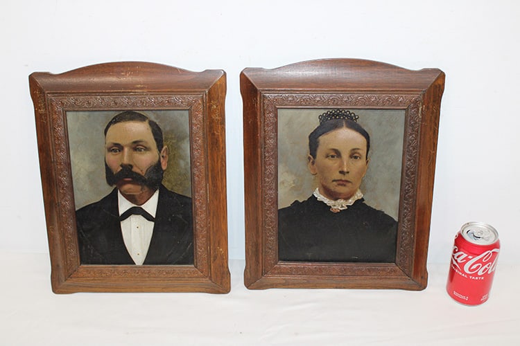 2 Early Portrait Paintings On Tin (1 of 4)