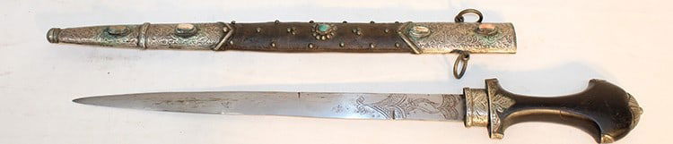 Early Dagger Silver Mounted With Jeweled Scabbard (1 of 9)