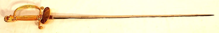 Super Gold Gilt Court Sword In Excellent Condition: Super gold gilt court sword in excellent condition. Gilt is wonderful. Blade is real nice, no scabbard. Private collection.
