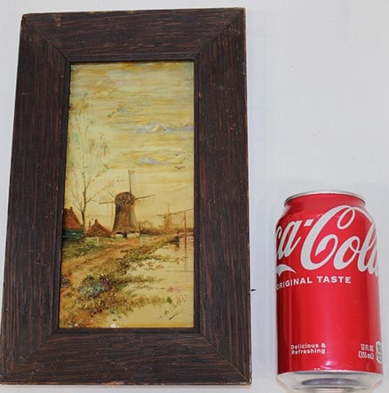 Artist Signed Painting On Tile Of A Dutch Windmill Scene (1 of 5)