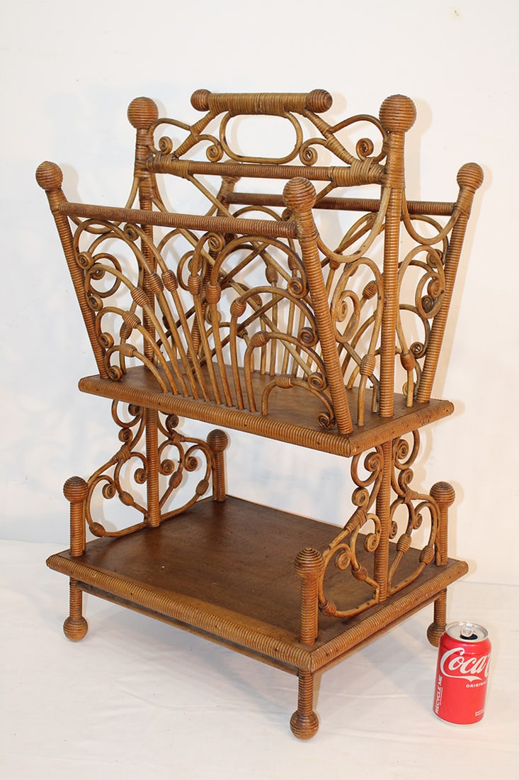 Clean Original Victorian Wicker Magazine Stand (1 of 5)