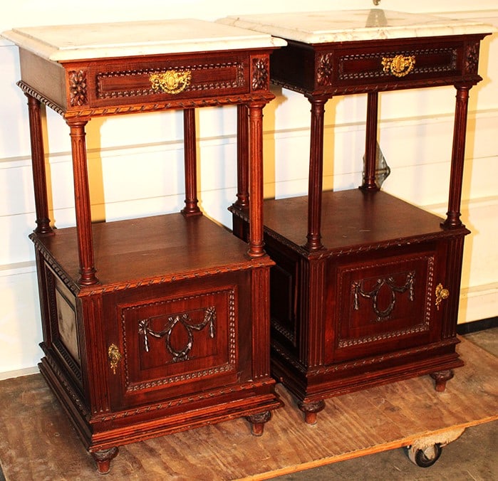 Pair Of Nice Victorian French Style Marble Top Nightstands (1 of 6)