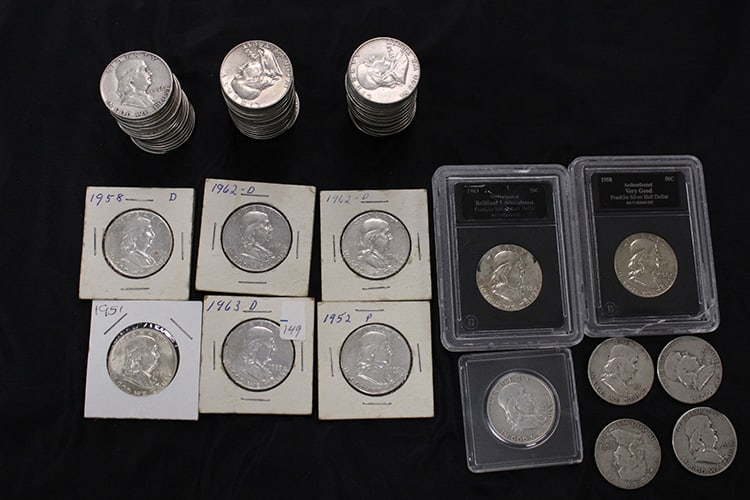 73 Nice Silver Franklin Halves (1 of 4)