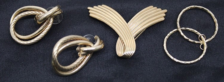 Group of 14k gold pin, earrings, etc. 7.7 dwt. Estate fresh in nice condition. (1 of 5)