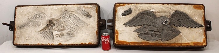Rare antique 2 piece mold of a detailed American Eagle with the shield with stars and stripes. There: Rare antique 2 piece mold of a detailed American Eagle with the shield with stars and stripes. There is one made in the mold. 2 parts, head, and wingspan (you could make hundreds if you like). Estate