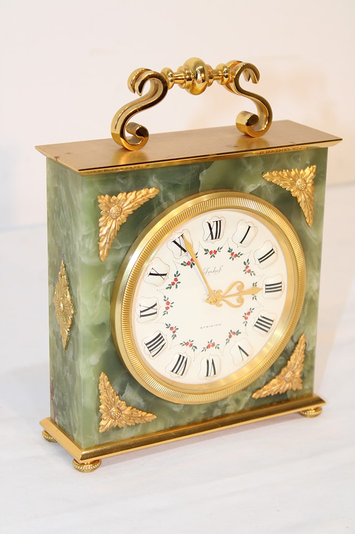 Fabulous Swiss Atmos gilded brass and onyx mantel clock. Estate fresh in nice condition. Working. (1 of 5)