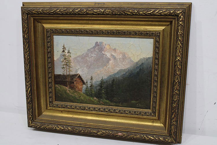Beautiful painting of the German Alps signed F. Winter Munchen. Written on the back Fritz Winter (1 of 6)