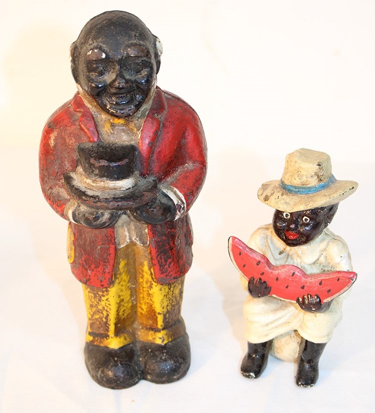 2 black memorabilia still banks. (1) Uncle Mose, (1) boy eating a watermelon. Both look to be old (1 of 4)