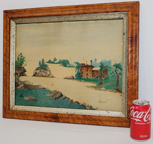 Exceptional 19th C. painting. Possibly upper Hudson Valley dated 1855. Estate fresh, paper on the (1 of 7)