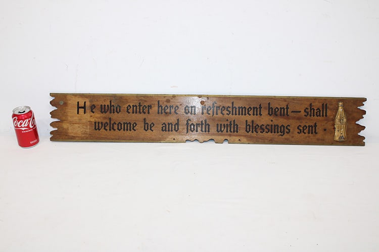 Early wooden Coca Cola advertising sign by the Kay Displays Inc. Has a Coke bottle in tin on the (1 of 5)