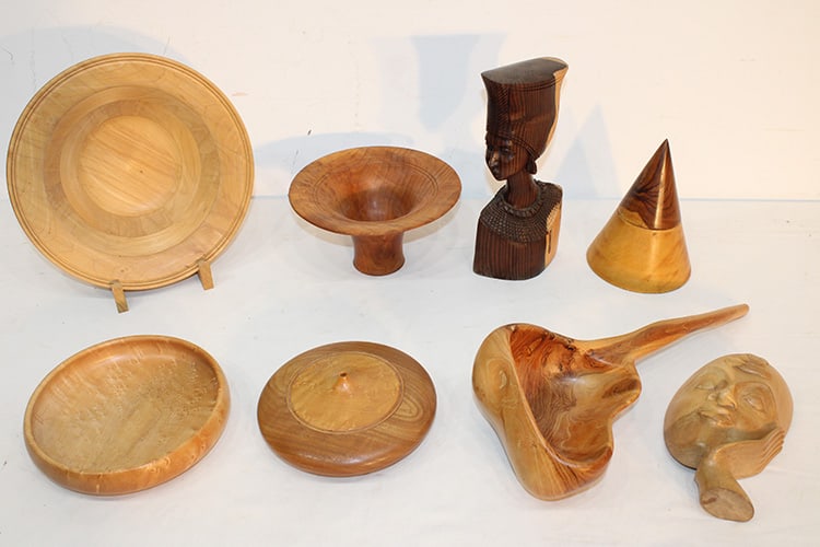 Wonderful group of handmade exotic wood sculptures. Some are signed, real neat including Warren (1 of 12)