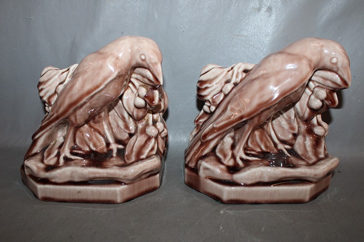 Pair of William McDonald and "Raven" Rookwood pottery bookends in nice condition. #2275, Rookwood: Pair of William McDonald and "Raven" Rookwood pottery bookends in nice condition. #2275, Rookwood Cincinnati Ohio 1958.