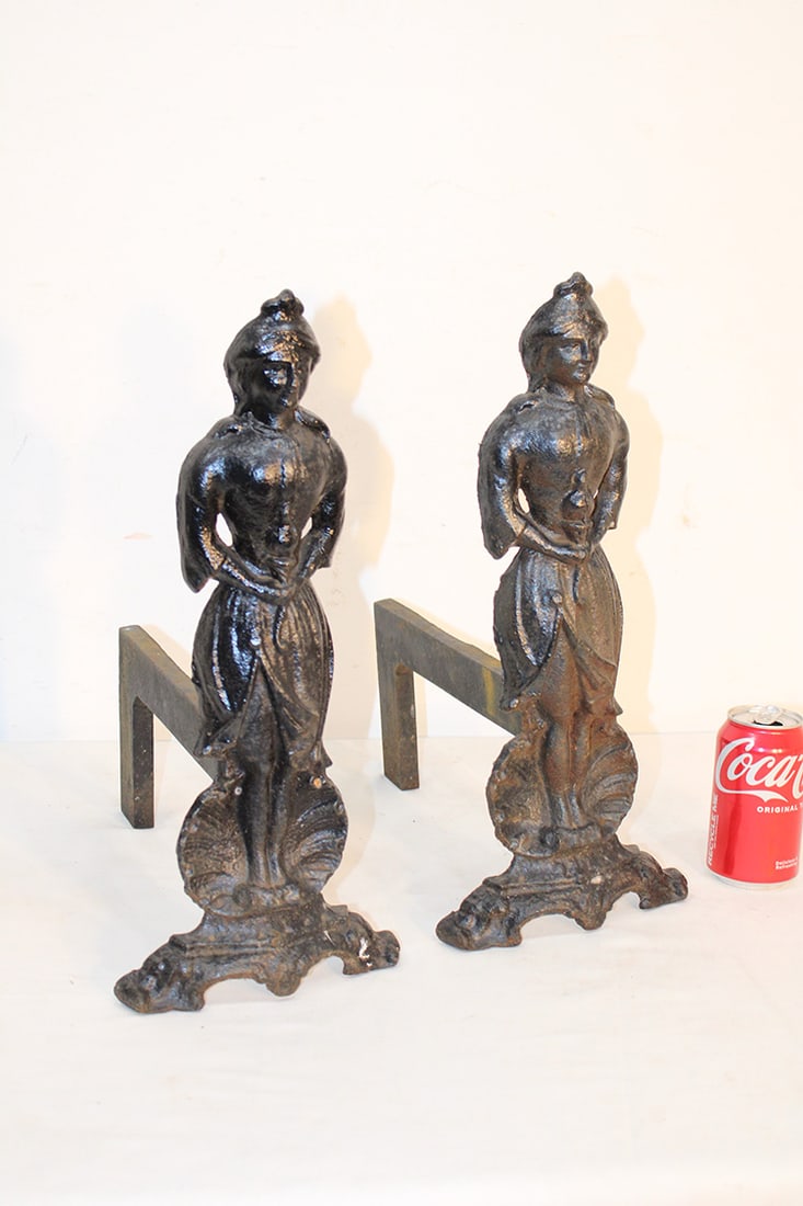 Super pair of antique cast iron lady liberty andirons. Has the original fire dogs. Estate fresh in (1 of 3)