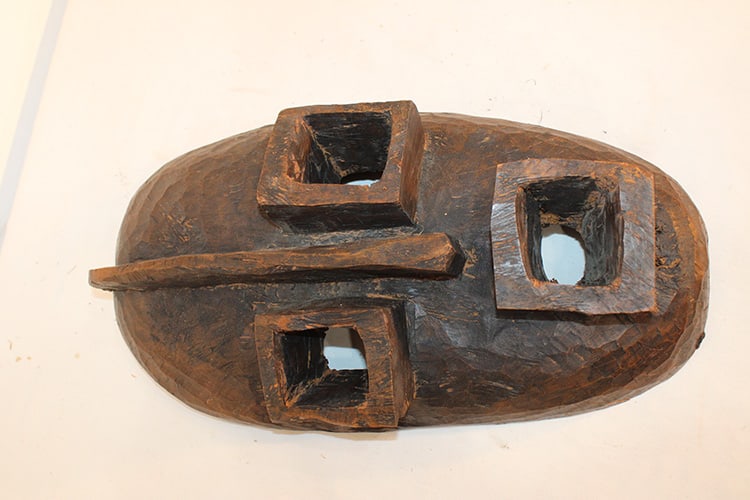 Vintage African Dogon wooden mask also known as a Kanaga mask. All hand carved ceremonial mask.: Vintage African Dogon wooden mask also known as a Kanaga mask. All hand carved ceremonial mask. Private collection, nice collection. Appr. 18" long.