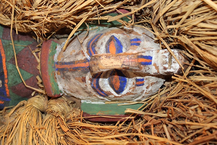 Neat Yaka Ndeemba mask. Ceremonial mask (coming of age). Nicely decorated in nice condition. Private: Neat Yaka Ndeemba mask. Ceremonial mask (coming of age). Nicely decorated in nice condition. Private collection. Appr. 20" long.