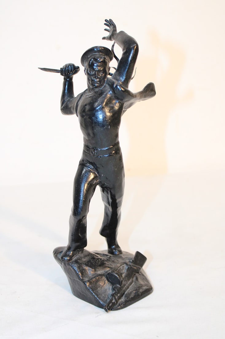 Signed and dated 1985 cast iron titled For The Native Land. Vintage Odessa Ukraine WWII monument.: Signed and dated 1985 cast iron titled For The Native Land. Vintage Odessa Ukraine WWII monument. Estate fresh. 10" tall.