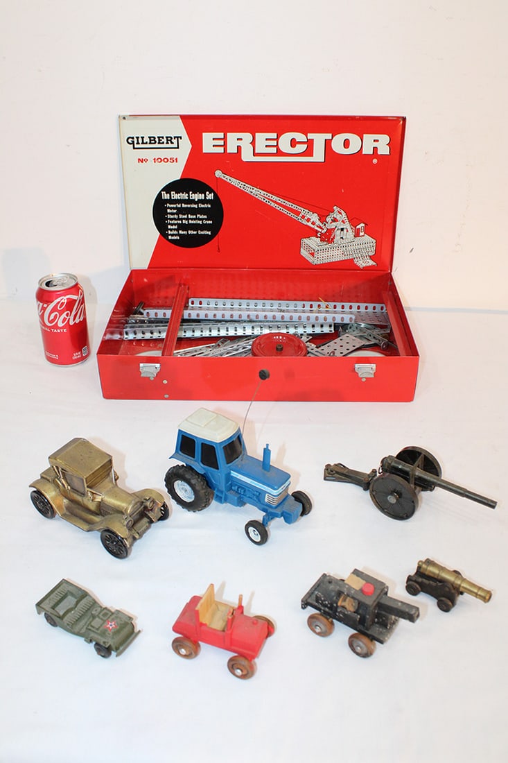 Group of estate toys. Cannons, tractors, erector set, etc. (1 of 4)
