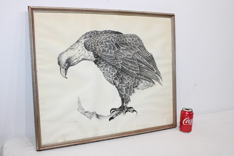 Limited edition artist signed of a bald eagle. Stanley Maltzman 17/50 1967. Estate fresh. Edges of (1 of 4)