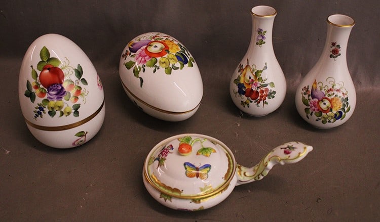 Group of "Herend" fruit and flowers porcelain. Hand painted, estate fresh. No chips or cracks. (1 of 6)