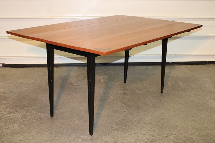 Hitchcock drop leaf dining table. Ebonized and stenciled, not signed. 2 large dropleaves. (1 of 6)