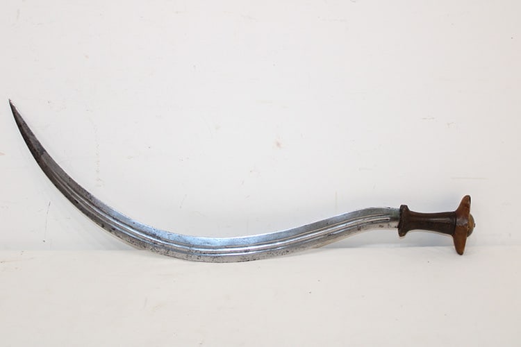 Antique large Ethiopian shotel sickle sword. Double sided, very sharp. NYC estate. Overall length is (1 of 7)