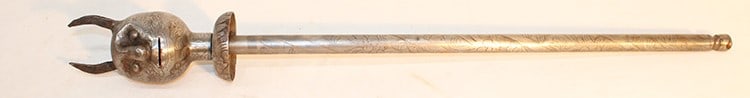 Antique Persian devils head mace. The pole and head have overall floral engravings. NYC estate. Nice (1 of 5)
