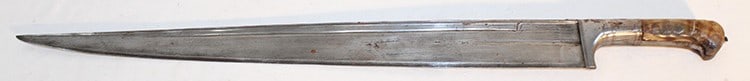 Early Afghani Wootz Kyber knife. Has an extra long 22" blade. Nice blade. NYC estate. Overall length (1 of 7)
