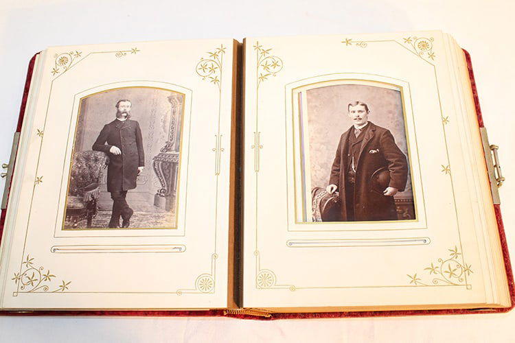 Estate fresh photo albums with several tin types. Many early portraits in an original photo album. (1 of 8)