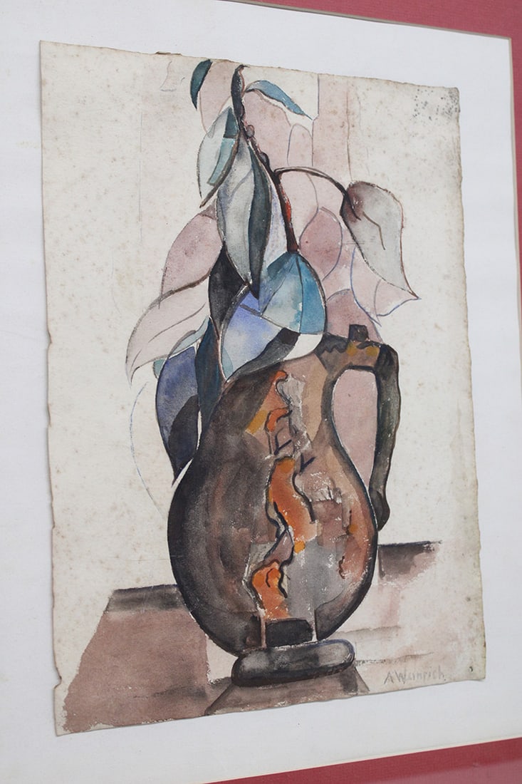 2 estate fresh watercolors signed A. Wannrich. Nicely framed, some foxing. Both are floral. Size - 2