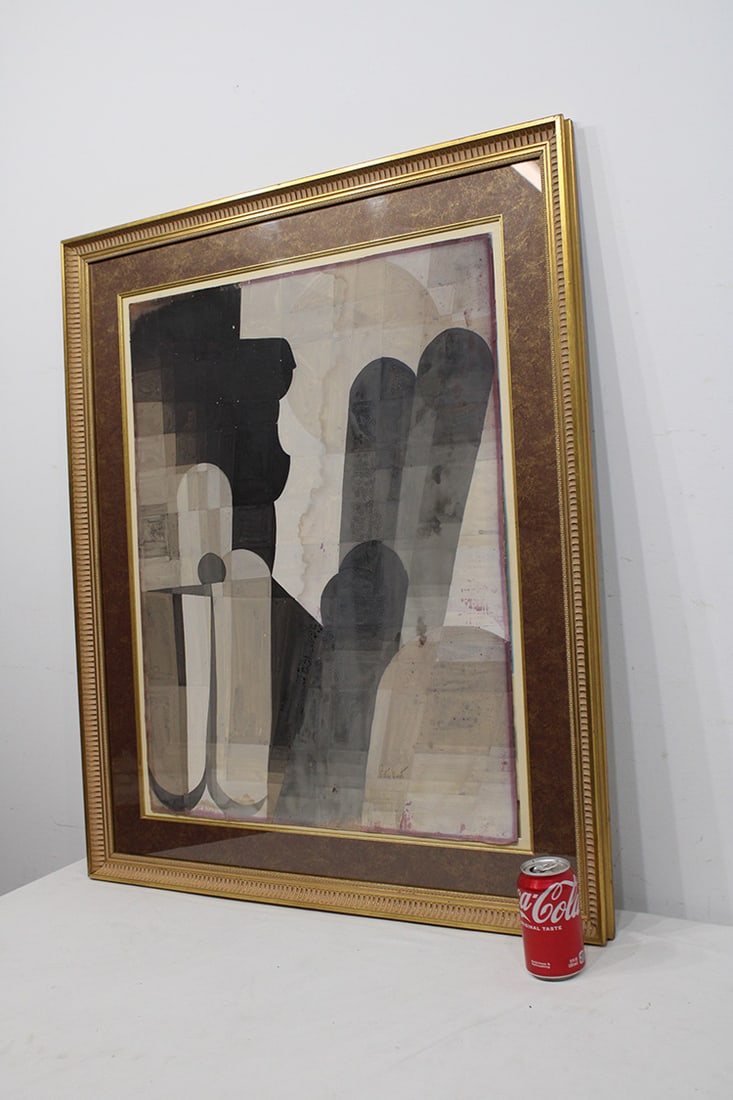 Large artist signed hand painted abstract watercolor. Signed Peter Hunt. Estate fresh, nicely: Large artist signed hand painted abstract watercolor. Signed Peter Hunt. Estate fresh, nicely framed. Size with frame is 32" wide, 38" tall.