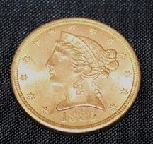 1885-S Gold Liberty Head Half Eagle $5 Gold Coin (1 of 3)