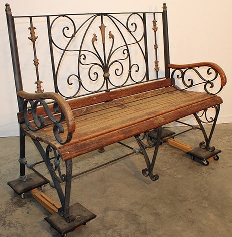 Vintage Heavy Wrought Iron Garden Bench (1 of 5)